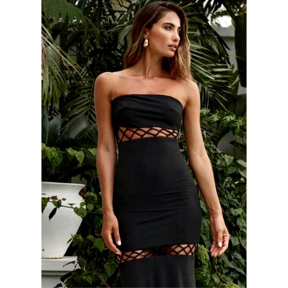 Runaway The Label Mae Partially See Through Maxi Dress Black S - Picture 1 of 14